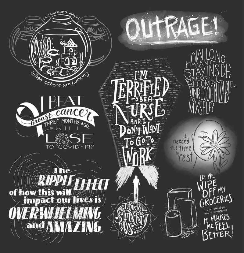 Drawings for United by Covid virtual vulnerability wall